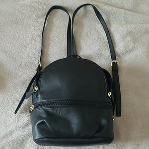 Black leather backpack